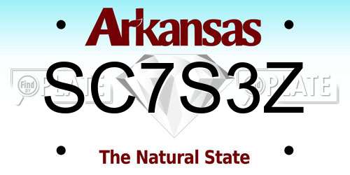 SC7S3Z Arkansas License Plate