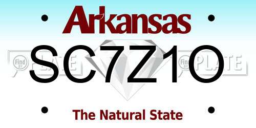 SC7Z1O Arkansas License Plate