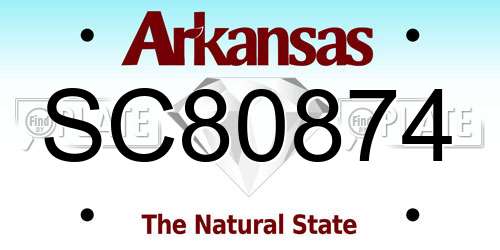 SC80874 Arkansas License Plate
