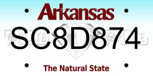 SC8D874 Arkansas License Plate