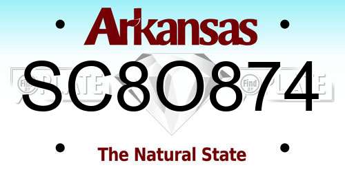 SC8O874 Arkansas License Plate