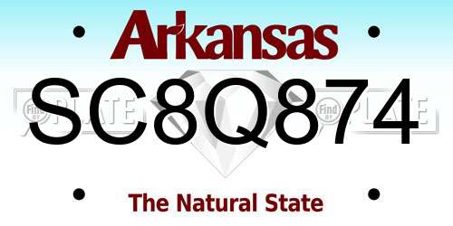 SC8Q874 Arkansas License Plate