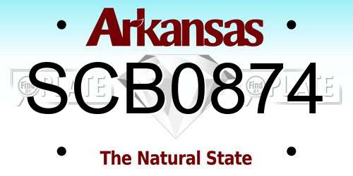 SCB0874 Arkansas License Plate