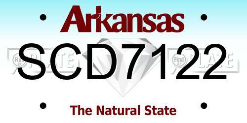 SCD7122 Arkansas License Plate