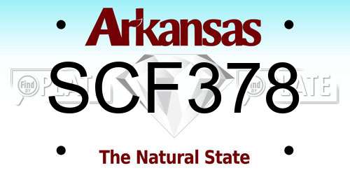 SCF378 Arkansas License Plate