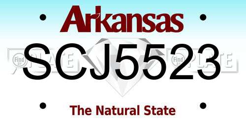 SCJ5523 Arkansas License Plate