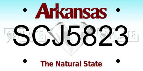 SCJ5823 Arkansas License Plate