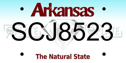 SCJ8523 Arkansas License Plate