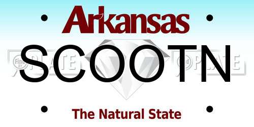 SCOOTN Arkansas License Plate