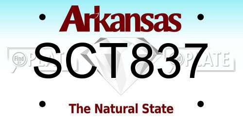 SCT837 Arkansas License Plate