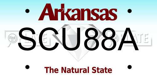 SCU88A Arkansas License Plate