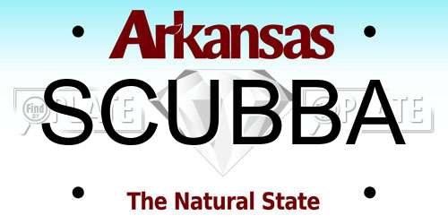 SCUBBA Arkansas License Plate