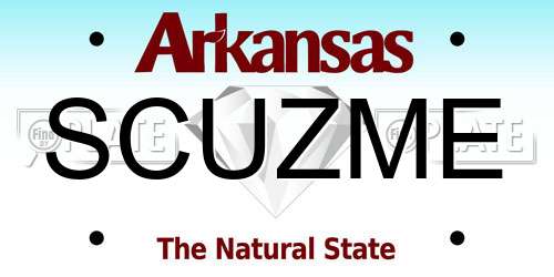 SCUZME Arkansas License Plate
