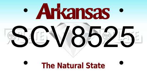 SCV8525 Arkansas License Plate