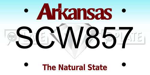 SCW857 Arkansas License Plate