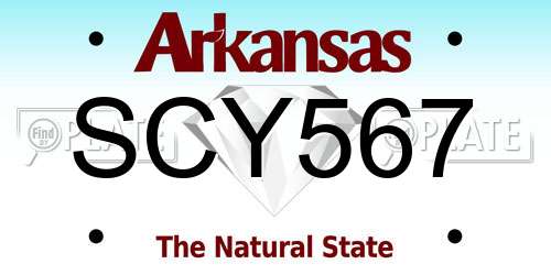 SCY567 Arkansas License Plate