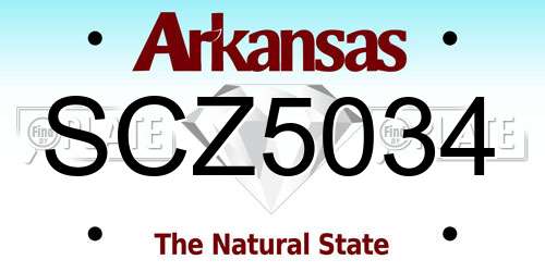 SCZ5034 Arkansas License Plate