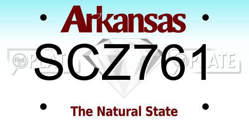 SCZ761 Arkansas License Plate