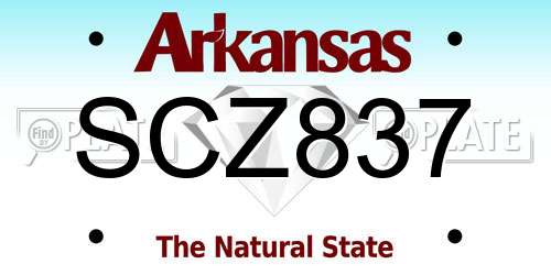 SCZ837 Arkansas License Plate