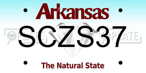 SCZS37 Arkansas License Plate