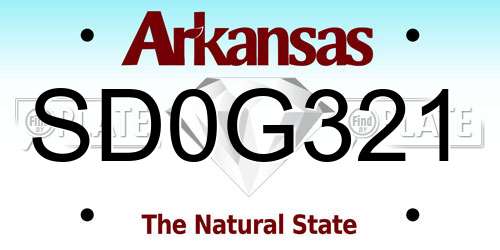 SD0G321 Arkansas License Plate