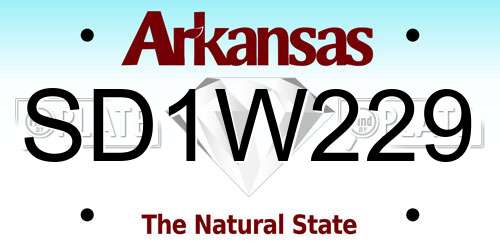 SD1W229 Arkansas License Plate