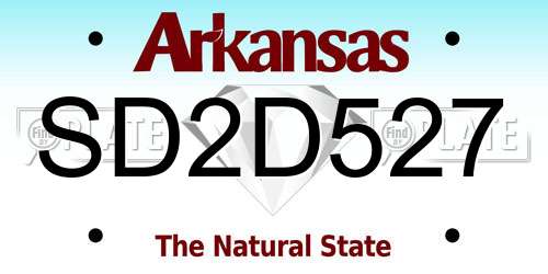 SD2D527 Arkansas License Plate