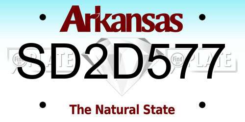 SD2D577 Arkansas License Plate