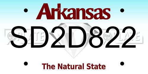 SD2D822 Arkansas License Plate
