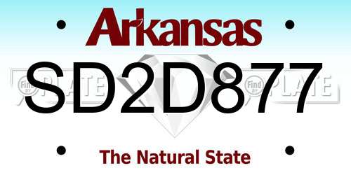 SD2D877 Arkansas License Plate