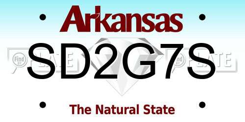 SD2G7S Arkansas License Plate