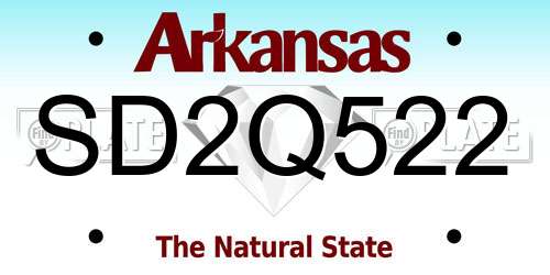 SD2Q522 Arkansas License Plate