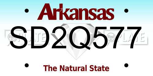 SD2Q577 Arkansas License Plate