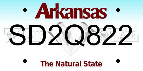 SD2Q822 Arkansas License Plate