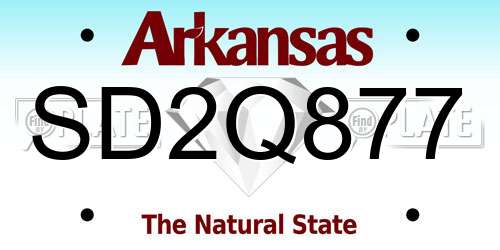 SD2Q877 Arkansas License Plate