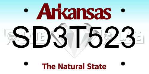 SD3T523 Arkansas License Plate