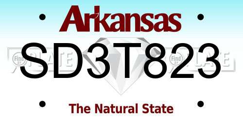SD3T823 Arkansas License Plate