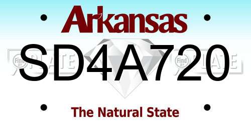 SD4A720 Arkansas License Plate