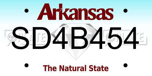 SD4B454 Arkansas License Plate