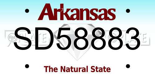 SD58883 Arkansas License Plate