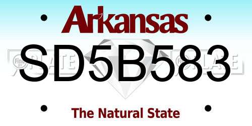 SD5B583 Arkansas License Plate
