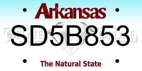 SD5B853 Arkansas License Plate