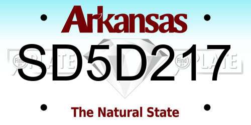 SD5D217 Arkansas License Plate