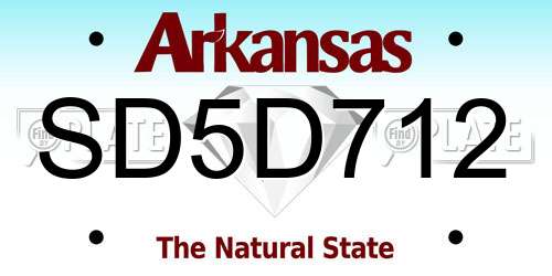 SD5D712 Arkansas License Plate