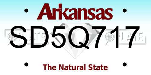 SD5Q717 Arkansas License Plate