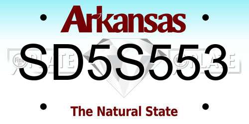 SD5S553 Arkansas License Plate