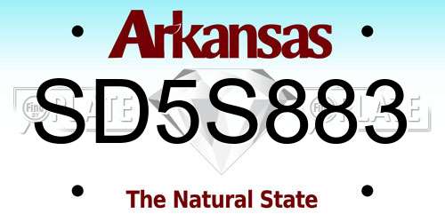 SD5S883 Arkansas License Plate