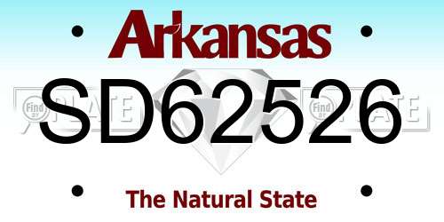 SD62526 Arkansas License Plate