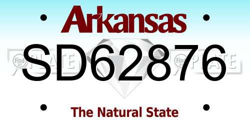SD62876 Arkansas License Plate