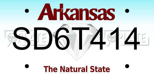 SD6T414 Arkansas License Plate